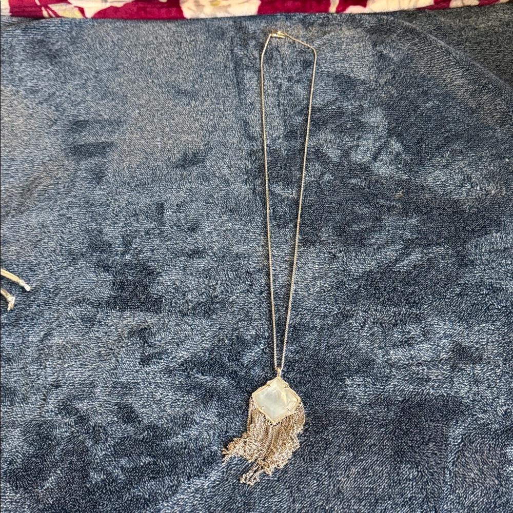 Kendra Scott Silver Necklace with White Stone